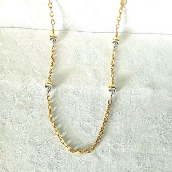 40" Goldtone Cable Link Station Necklace - Picture 4 of 8